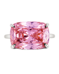 Sterling Silver Pink Sapphire Cushion East-West Ring