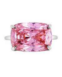 Sterling Silver Pink Sapphire Cushion East-West Ring