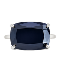 Sterling Silver Black Cushion East-West Ring