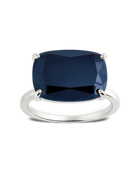 Sterling Silver Black Cushion East-West Ring