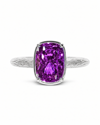 Sterling Silver Mini Amethyst Elongated Cushion Ring