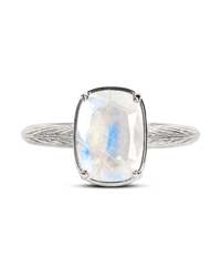 Sterling Silver Mini Moonstone Elongated Cushion Ring