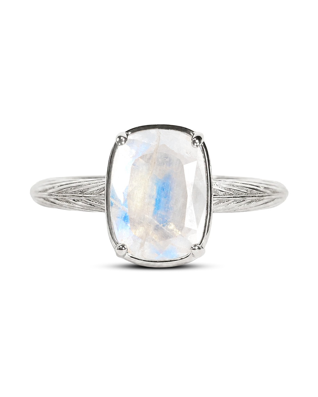 Sterling Silver Mini Moonstone Elongated Cushion Ring