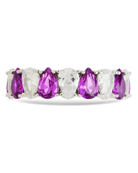 Sterling Silver Pear Cut Amethyst CZ Celebration Band Ring