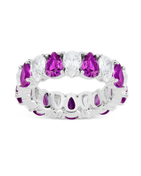 Sterling Silver Pear Cut Amethyst CZ Celebration Band Ring