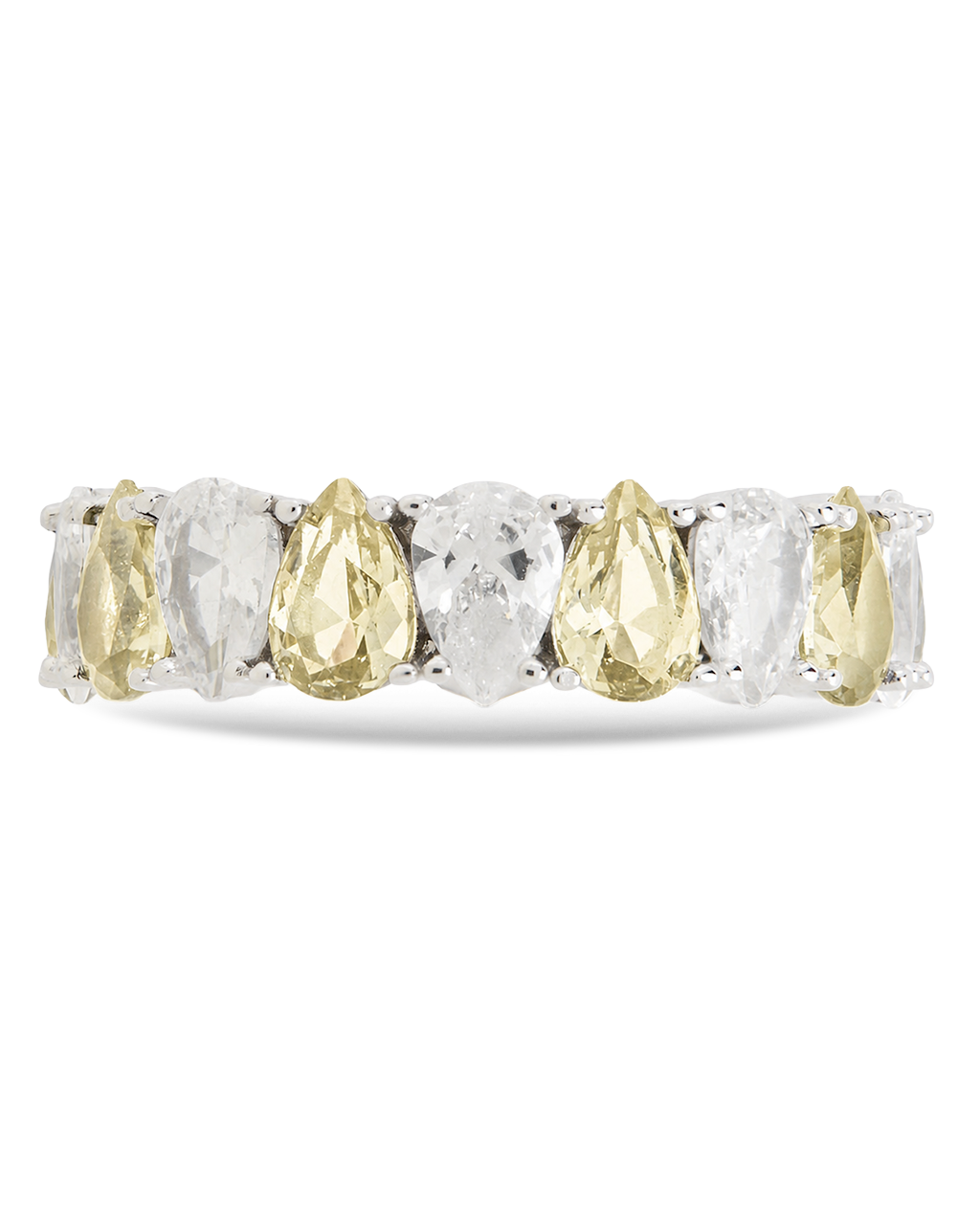 Sterling Silver Pear Cut Champagne CZ Celebration Band Ring