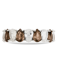 Sterling Silver Pear Cut Chocolate CZ Celebration Band Ring