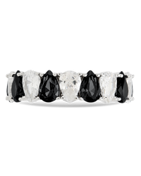 Sterling Silver Pear Cut Black CZ Celebration Band Ring