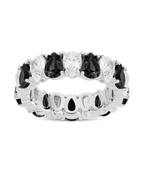 Sterling Silver Pear Cut Black CZ Celebration Band Ring