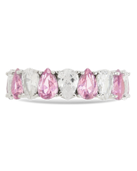 Sterling Silver Pear Cut Light Pink CZ Celebration Band Ring