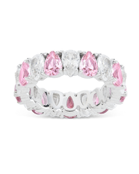 Sterling Silver Pear Cut Light Pink CZ Celebration Band Ring