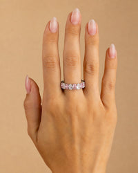 Sterling Silver Pear Cut Light Pink CZ Celebration Band Ring