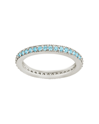Sterling Silver 2.5mm Thin Aquamarine CZ Band Ring