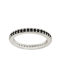 Sterling Silver 2.5mm Thin Black CZ Band Ring