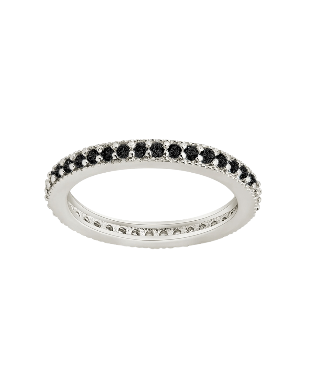 Sterling Silver 2.5mm Thin Black CZ Band Ring