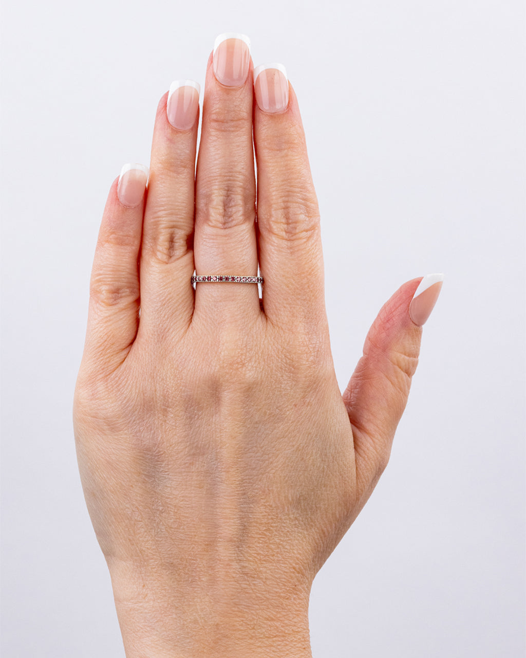 Sterling Silver 2.5mm Thin Garnet CZ Band Ring