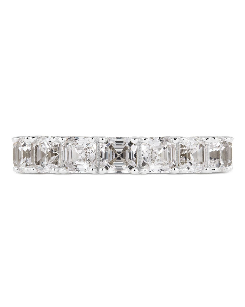 Sterling Silver Asscher Cut CZ Eternity Ring