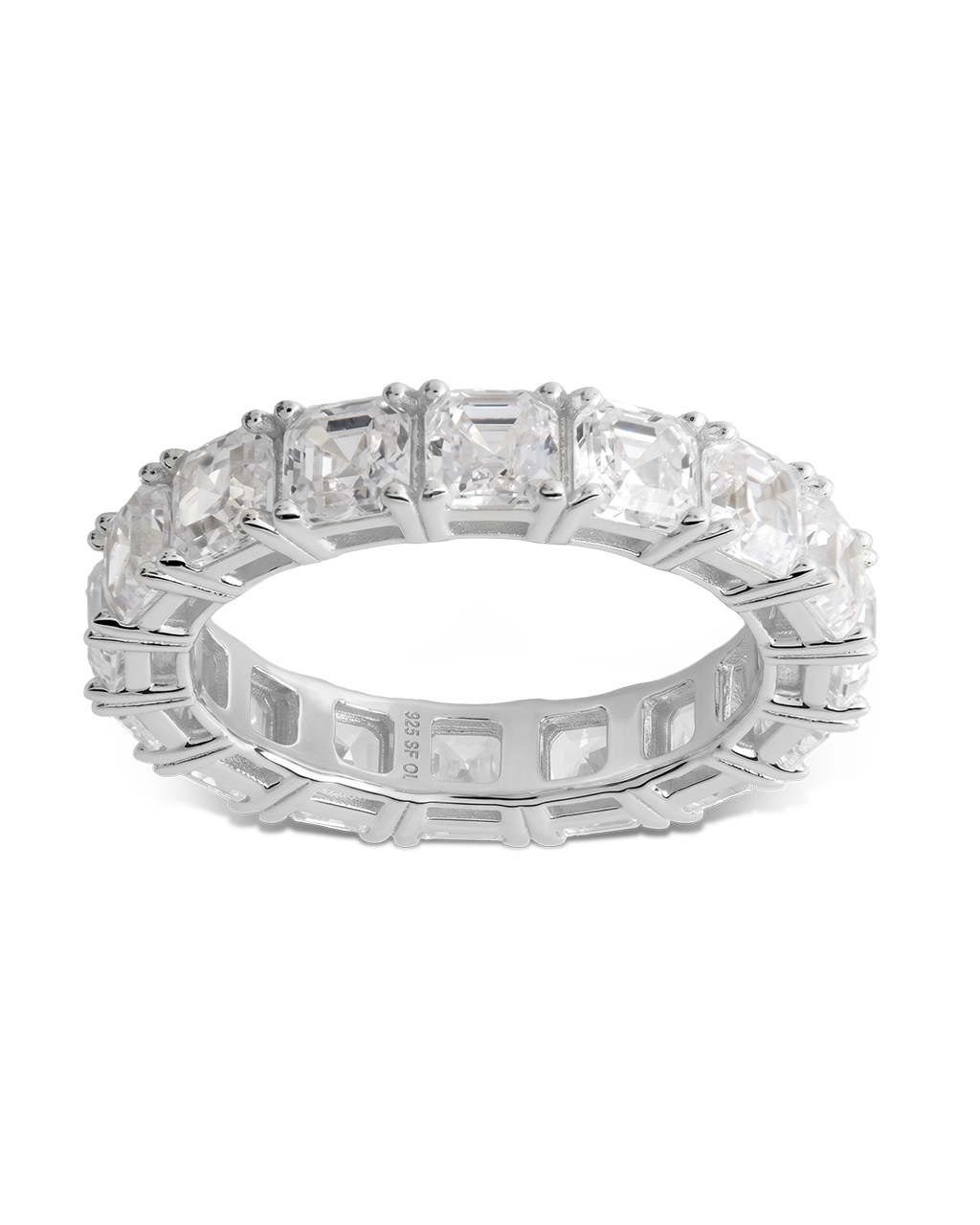Sterling Silver Asscher Cut CZ Eternity Ring