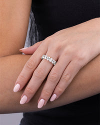 Sterling Silver Oval Cut CZ Eternity Ring
