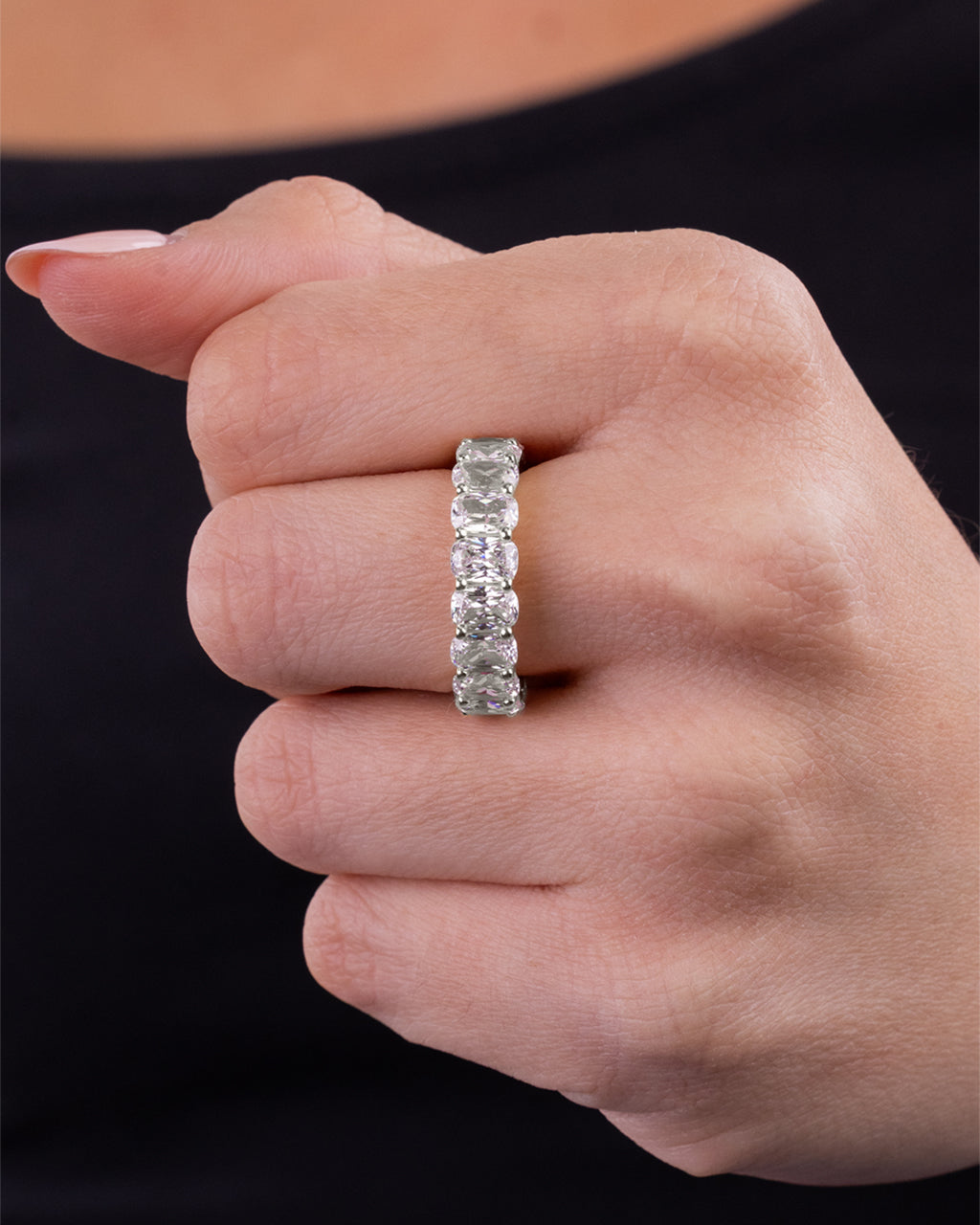 Sterling Silver Cushion Cut CZ Eternity Ring