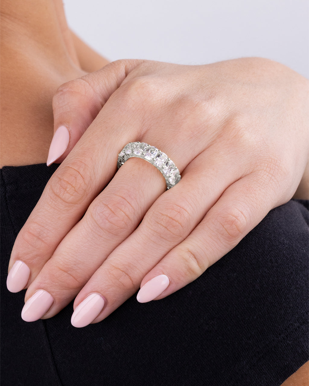 Sterling Silver Cushion Cut CZ Eternity Ring