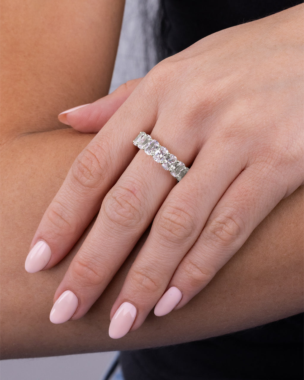 Sterling Silver Cushion Cut CZ Eternity Ring