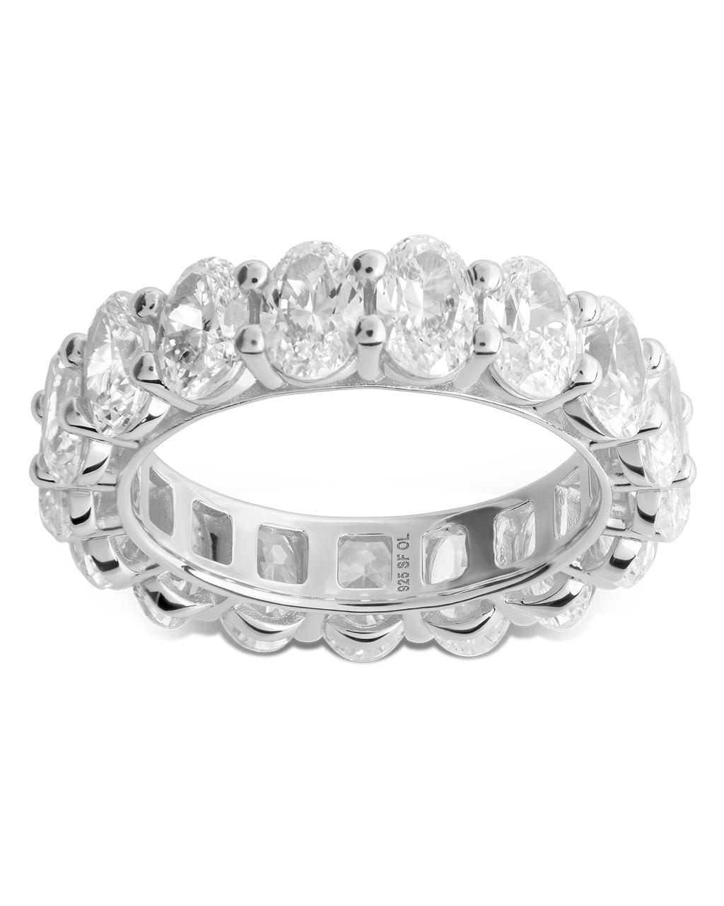 Sterling Silver Oval Cut CZ Eternity Ring
