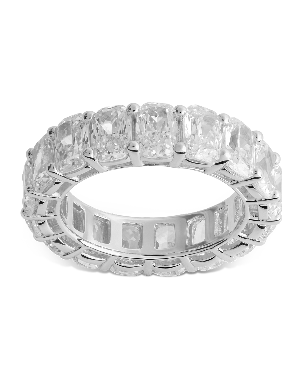 Sterling Silver Cushion Cut CZ Eternity Ring