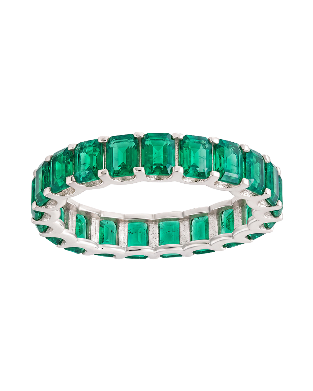 Sterling Silver Rio Baguette Emerald CZ Ring