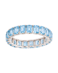 Sterling Silver Rio Baguette Aquamarine CZ Ring