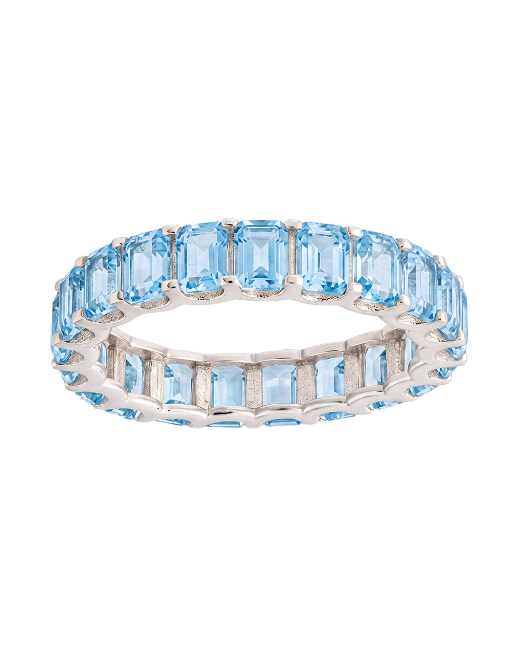 Sterling Silver Rio Baguette Aquamarine CZ Ring