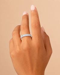 Sterling Silver Rio Baguette Aquamarine CZ Ring