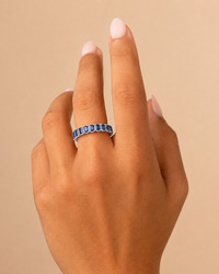 Sterling Silver Rio Baguette Sapphire CZ Ring