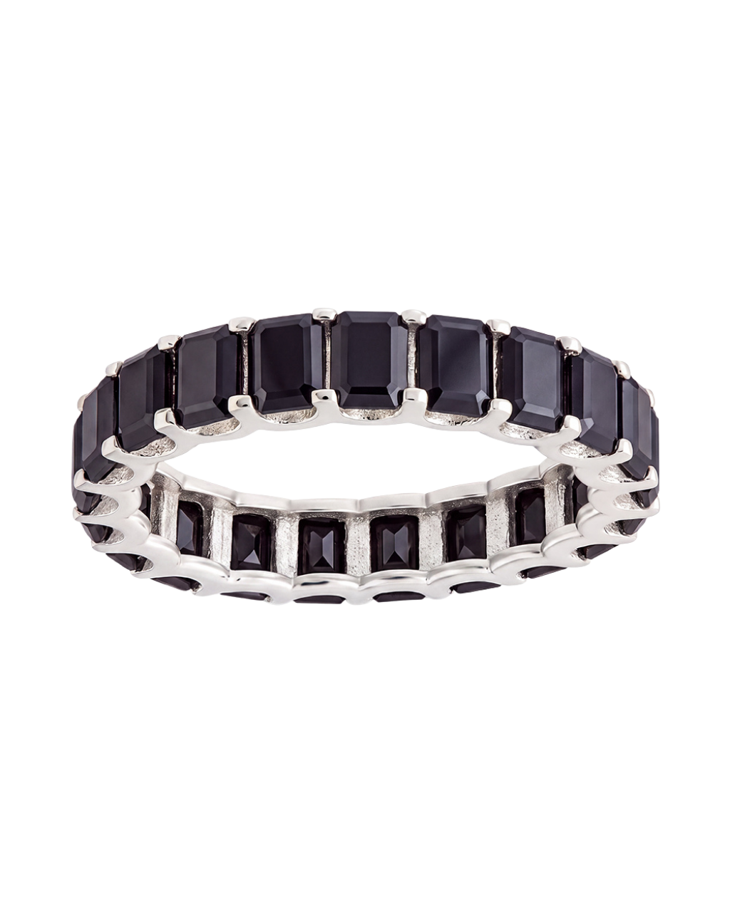 Sterling Silver Rio Baguette Black CZ Ring