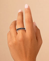 Sterling Silver Rio Baguette Black CZ Ring