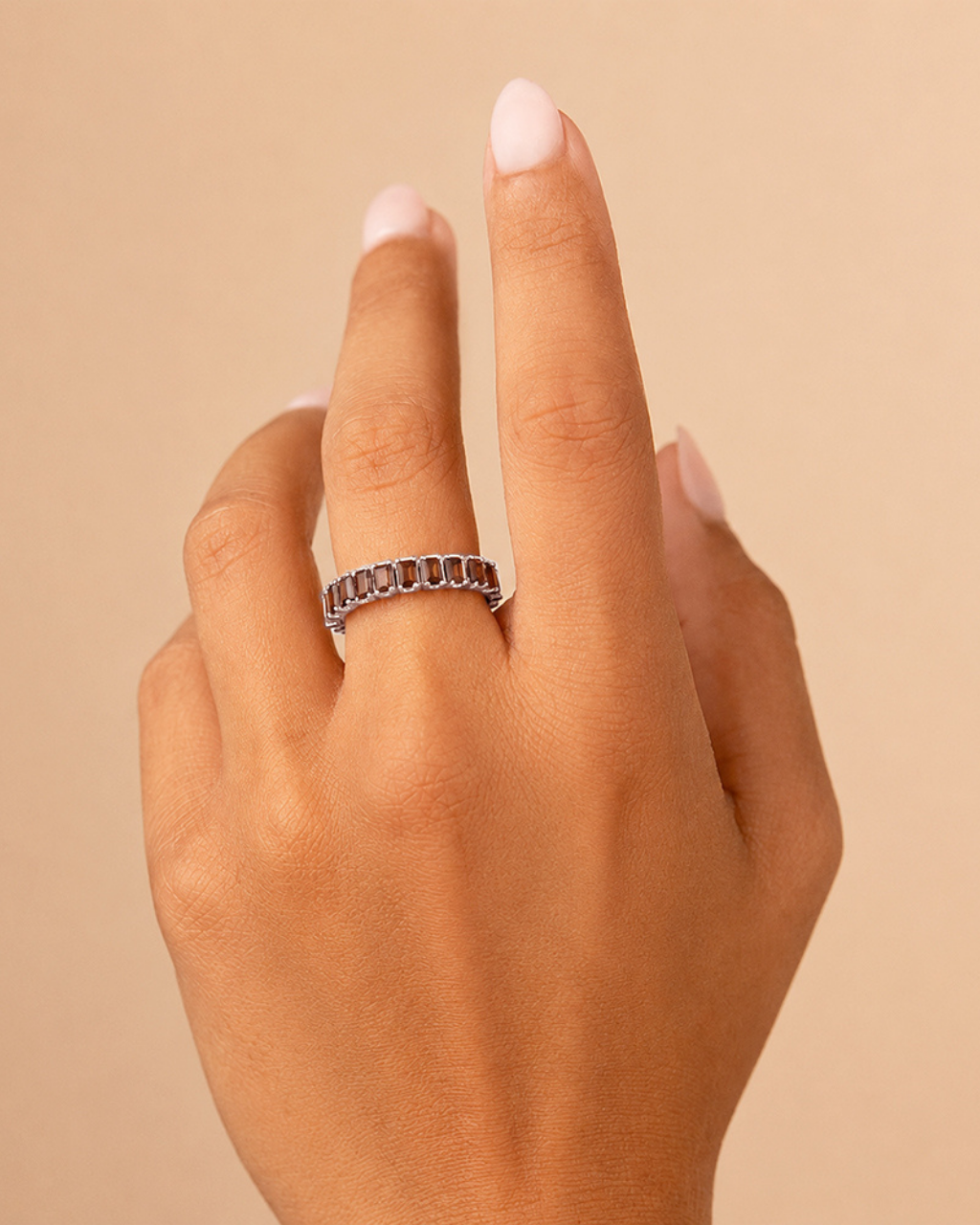 Sterling Silver Rio Baguette Chocolate CZ Ring
