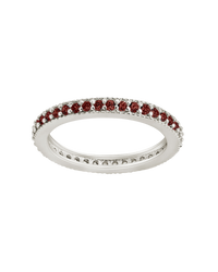 Sterling Silver 2.5mm Thin Garnet CZ Band Ring