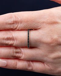 Sterling Silver 2.5mm Thin Black CZ Band Ring