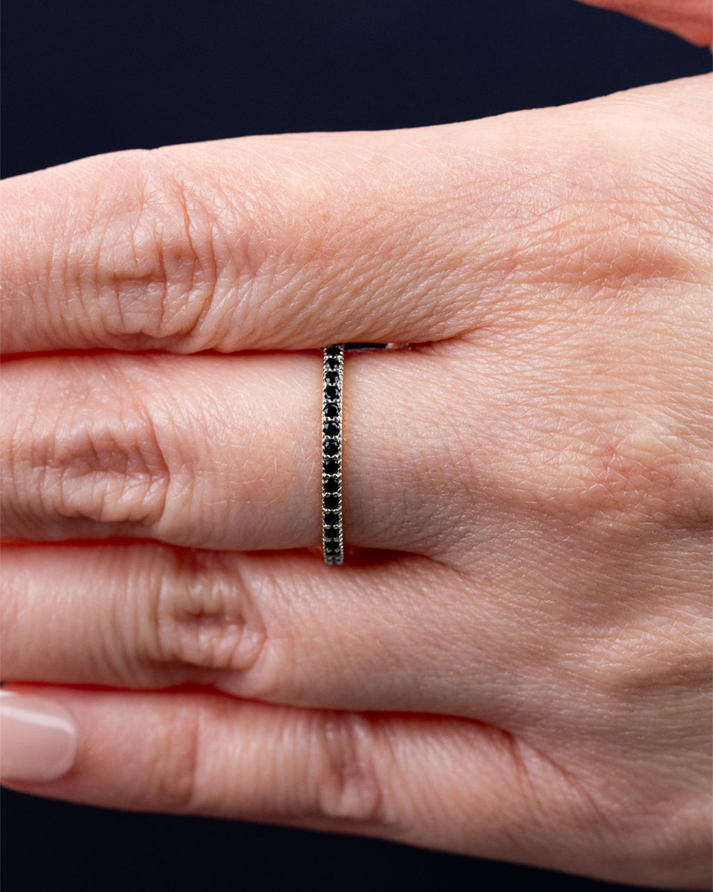 Sterling Silver 2.5mm Thin Black CZ Band Ring