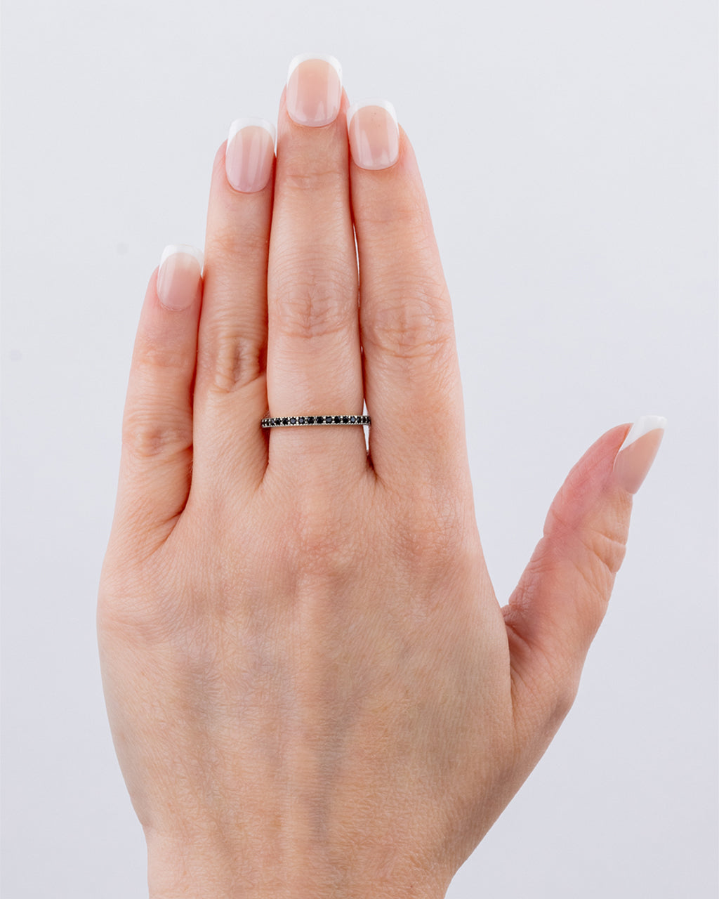 Sterling Silver 2.5mm Thin Black CZ Band Ring