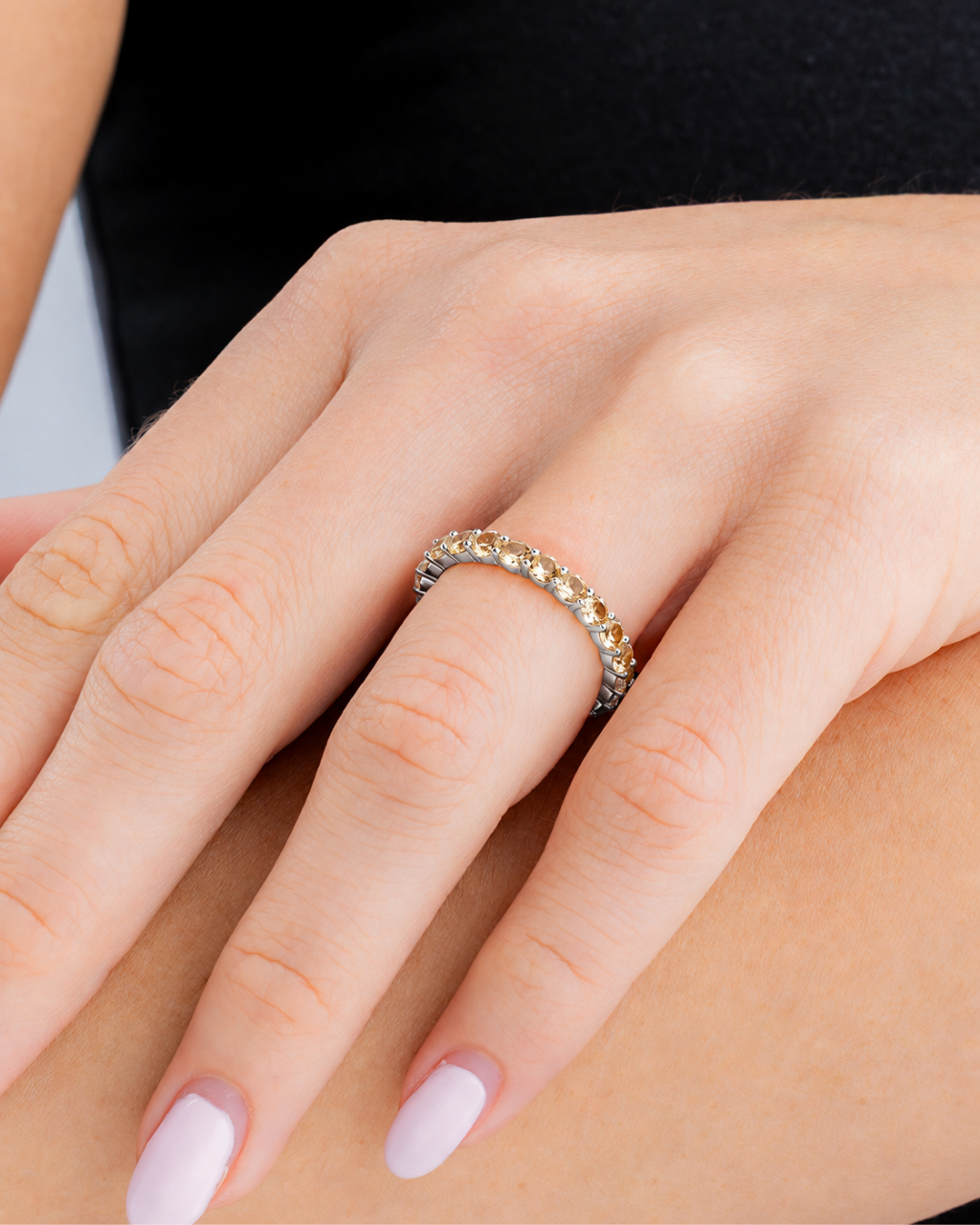 Sterling Silver Gracie Champagne CZ Eternity Ring