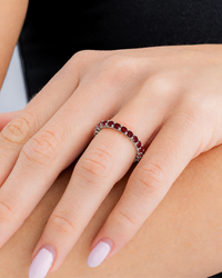 Sterling Silver Gracie Garnet CZ Eternity Ring