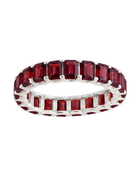 Sterling Silver Rio Baguette Garnet CZ Ring