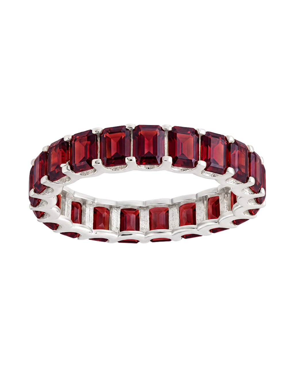 Sterling Silver Rio Baguette Garnet CZ Ring