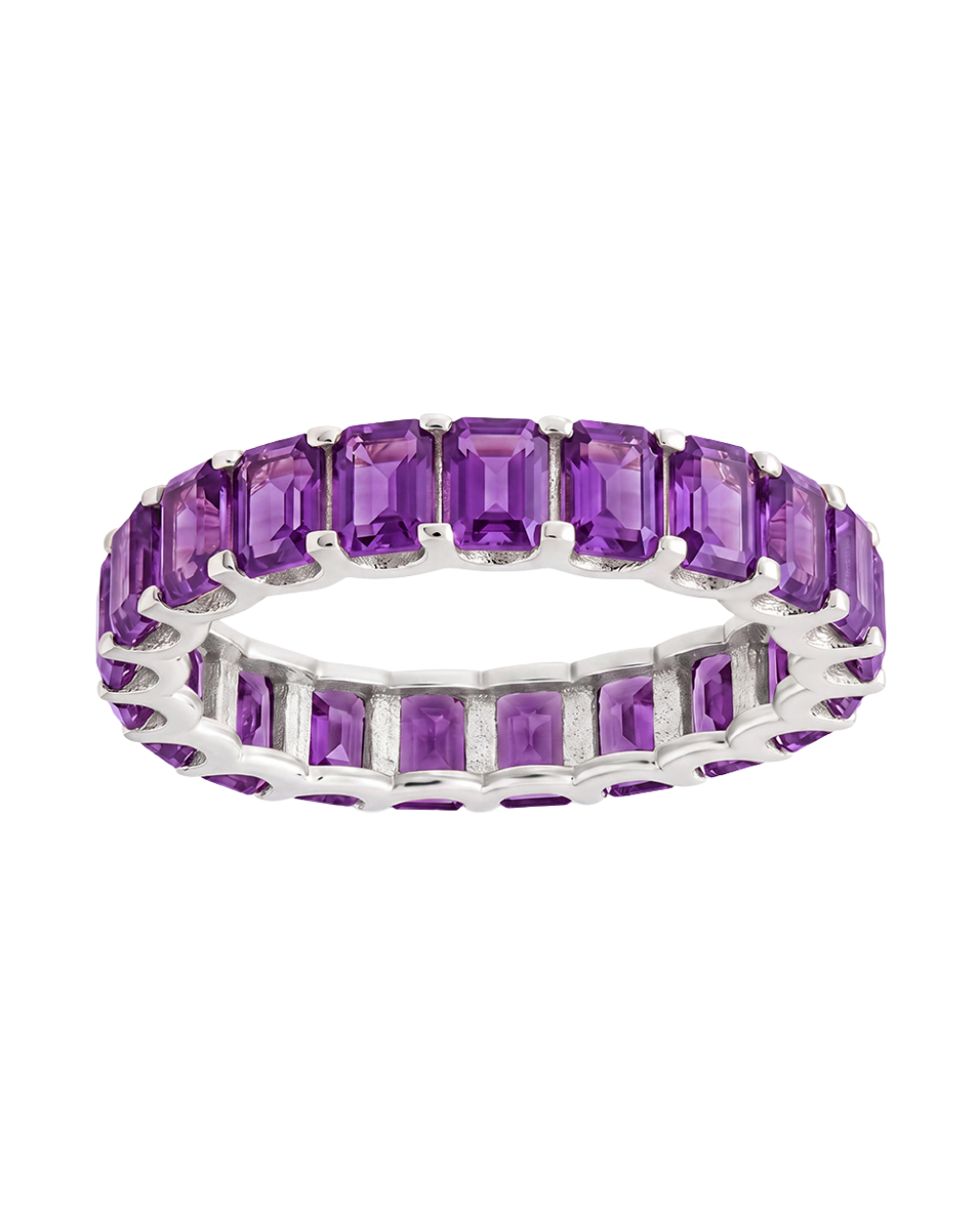 Sterling Silver Rio Baguette Amethyst CZ Ring