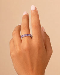 Sterling Silver Rio Baguette Amethyst CZ Ring