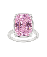 Sterling Silver Midi Elongated Cushion Pink Sapphire CZ Ring