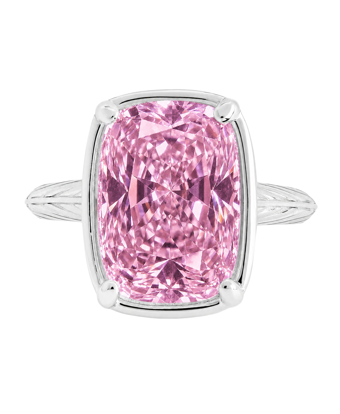Sterling Silver Midi Elongated Cushion Pink Sapphire CZ Ring