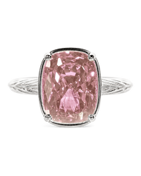 Sterling Silver Midi Elongated Cushion Pink Sapphire CZ Ring