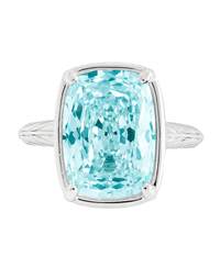 Sterling Silver Midi Elongated Cushion Aquamarine CZ Ring